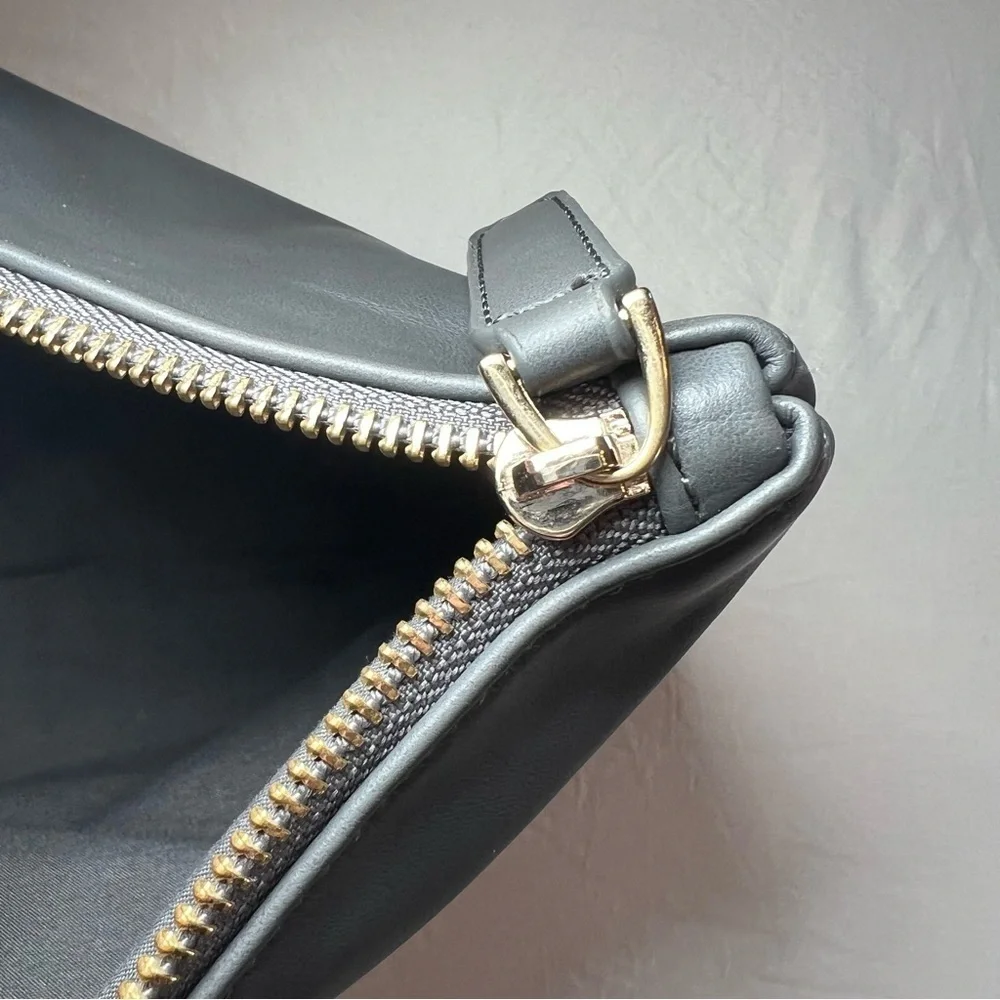 Fawn Design Cara Loren Gray Faux Leather Clutch Zipper Pouch